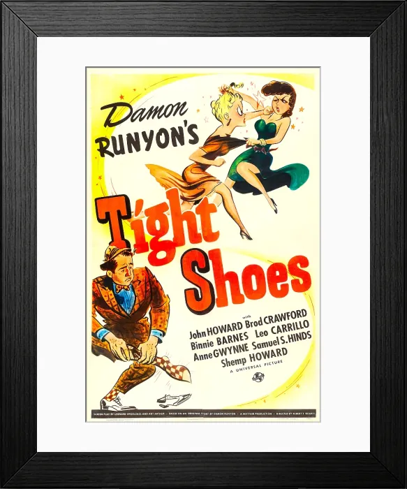 Framed Print : TIGHT SHOES, US poster, top from left: Binnie Barnes, Anne Gwynne, bottom left: Broderick Crawford, 1941