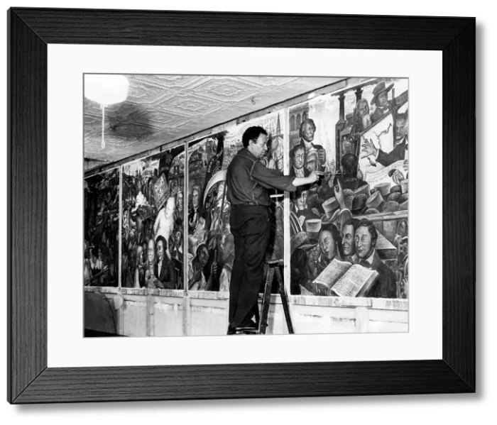 Framed Print : Mexican painter Diego Rivera, painting a mural at the New Workers Art School in New York City, August 18, 1933.. Courtesy: CSU Archives  /  Everett Collection