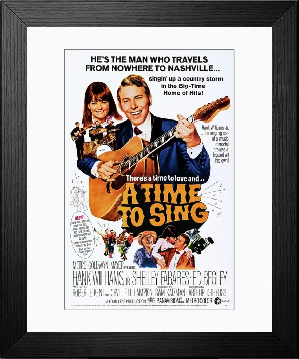 Framed Print : A TIME TO SING, US poster, top from left: Shelley Fabares, Hank Williams Jr. bottom form left: Ed Begley, Shelley Fabares, Hank Williams Jr. 1968