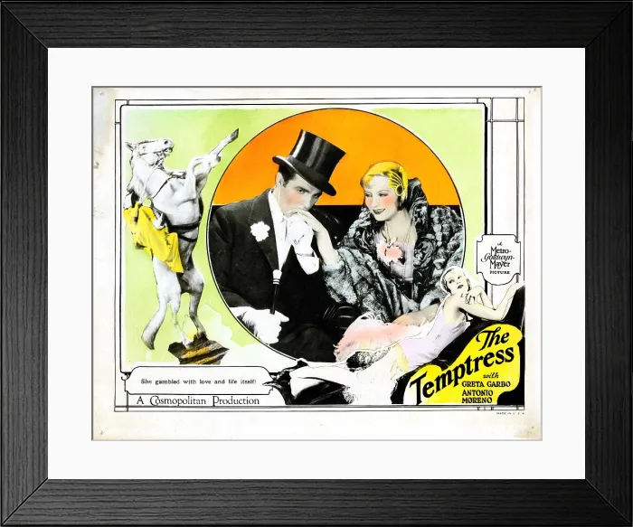 Framed Print : THE TEMPTRESS, US lobbycard, from left: Antonio Moreno, Greta Garbo, 1926 Framed Print : THE TEMPTRESS, US lobbycard, from left: Antonio Moreno, Greta Garbo, 1926