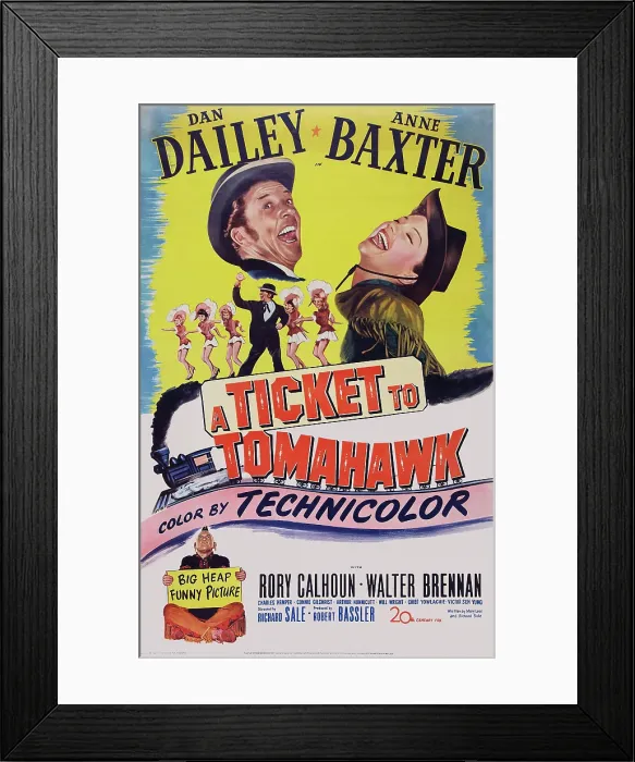 Framed Print : A TICKET TO TOMAHAWK, US poster art, top from left: Dan Dailey, Anne Baxter, 1950. TM & Copyright @20th Century Fox Film Corp. All rights reserved / courtesy Everett Collection
