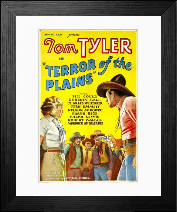 Framed Print : TERROR OF THE PLAINS, left: Roberta Gale, right: Tom Tyler, 1934