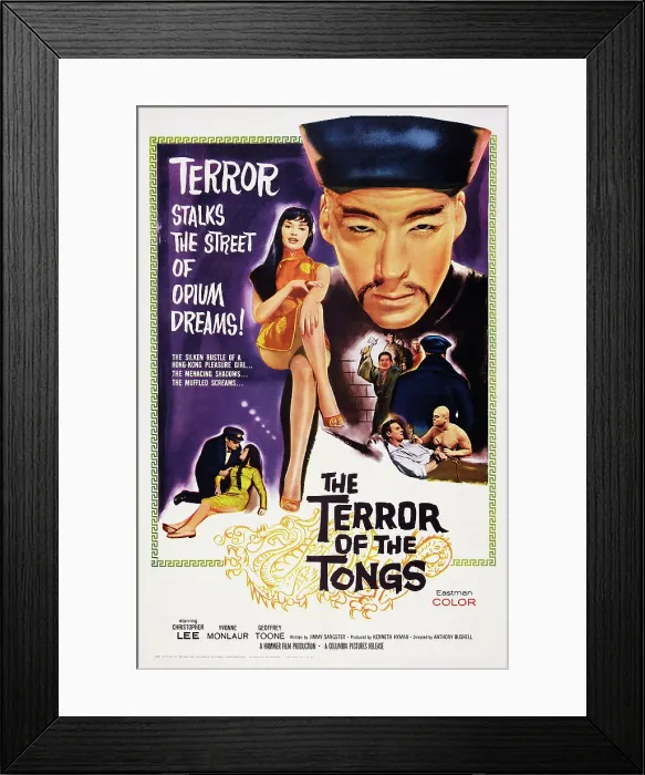 Framed Print : THE TERROR OF THE TONGS, US poster, from left: Yvonne Monlaur, Christopher Lee, 1961