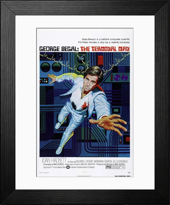 Framed Print : THE TERMINAL MAN, US poster art, George Segal, 1974 Framed Print : THE TERMINAL MAN, US poster art, George Segal, 1974