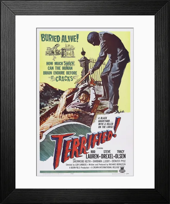 Framed Print : TERRIFIED, US poster art, 1963 Framed Print : TERRIFIED, US poster art, 1963