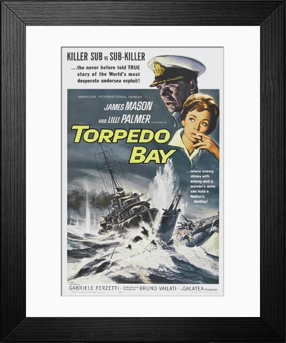 Framed Print : TORPEDO BAY, l-r: James Mason, Lilli Palmer on poster art, 1963 Framed Print : TORPEDO BAY, l-r: James Mason, Lilli Palmer on poster art, 1963