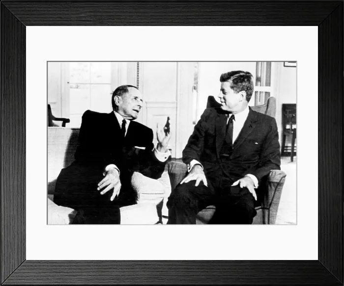 Framed Print : Former General Douglas MacArthur, at the White House with President John F. Kennedy, circa 1961. Courtesy: CSU Archives / Everett Collection Framed Print : Former General Douglas MacArthur, at the White House with President John F. Kennedy, circa 1961. Courtesy: CSU Archives / Everett Collection