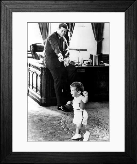 Framed Print : John F. Kennedy and son John F. Kennedy Jr. in Oval Office, 5 / 25 / 62. Courtesy: CSU Archives  /  Everett Collection