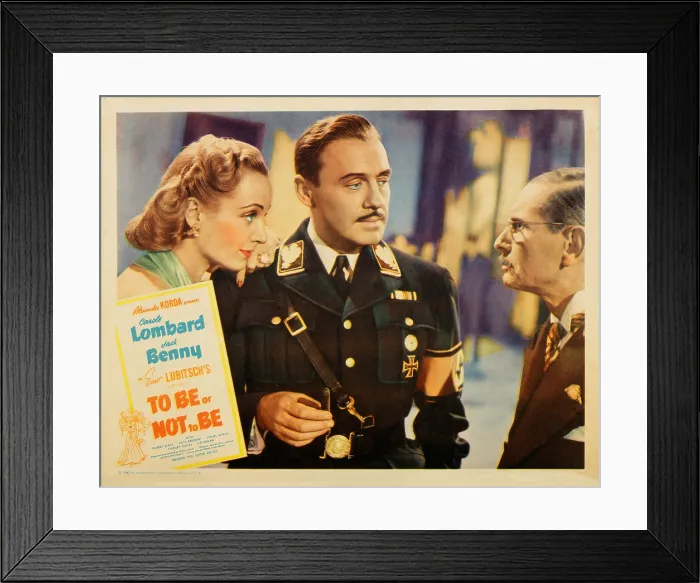 Framed Print : TO BE OR NOT TO BE, lobbycard, from left: Carole Lombard, Jack Benny, Charles Halton, 1942 Framed Print : TO BE OR NOT TO BE, lobbycard, from left: Carole Lombard, Jack Benny, Charles Halton, 1942