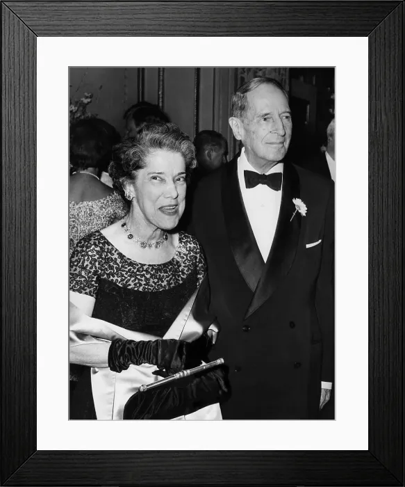 Framed Print : General Douglas MacArthur, (1880-1964), and his wife, Jean Faircloth (left), at Time Magazine's 40th Anniversary Dinner, Waldorf Astoria Hotel, New York, May 6, 1963