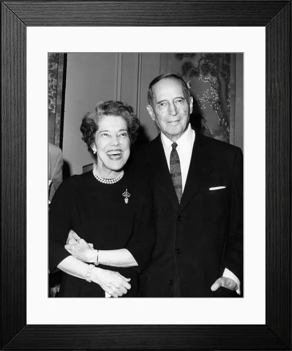 Framed Print : General Douglas MacArthur, (1880-1964), and his wife, Jean Faircloth (left), at a Veterans Day ceremony in their suite at the Waldorf Astoria Hotel, New York, November 12