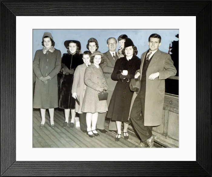 Framed Print : Kennedys on boat to England;Patricia, Kathleen, Eunice, Robert Jean, Joe, Ted, Rosemary, Joe Jr.1938. Courtesy: CSU Archives  /  Everett Collection