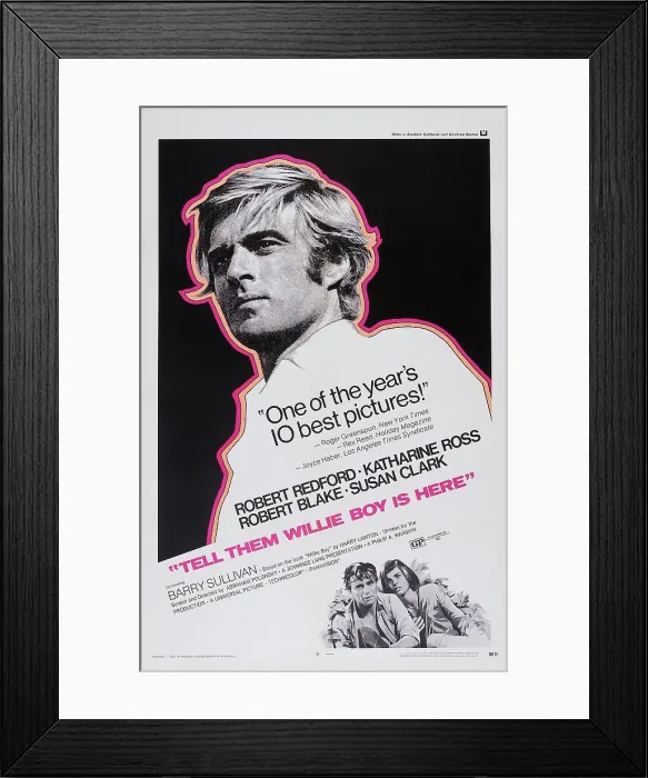 Framed Print : TELL THEM WILLIE BOY IS HERE, US poster art, top: Robert Redford; bottom: Robert Blake, Katharine Ross, 1969 Framed Print : TELL THEM WILLIE BOY IS HERE, US poster art, top: Robert Redford; bottom: Robert Blake, Katharine Ross, 1969