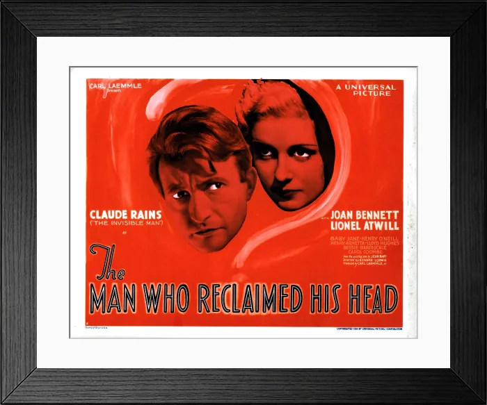 Framed Print : THE MAN WHO RECLAIMED HIS HEAD, from left, Claude Rains, Joan Bennett, 1934