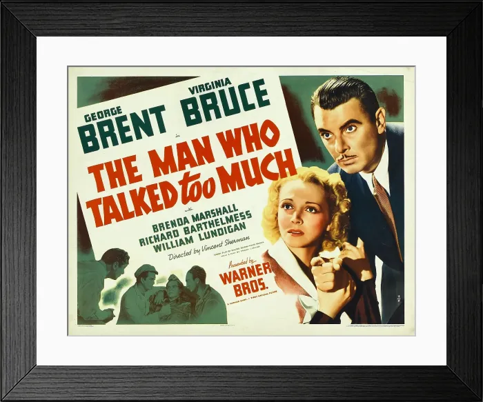 Framed Print : THE MAN WHO TALKED TOO MUCH, from left: Virginia Bruce, George Brent, 1940