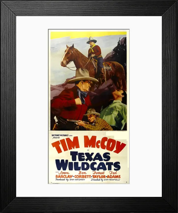 Framed Print : TEXAS WILDCATS, background center and foreground left: Tim McCoy, 1939