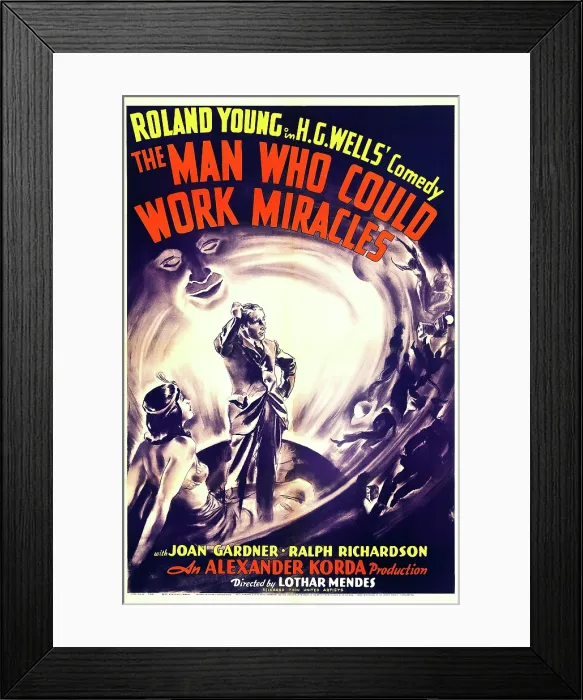 Framed Print : THE MAN WHO COULD WORK MIRACLES, US poster art, from left: Joan Gardner, Roland Young, 1936 Framed Print : THE MAN WHO COULD WORK MIRACLES, US poster art, from left: Joan Gardner, Roland Young, 1936