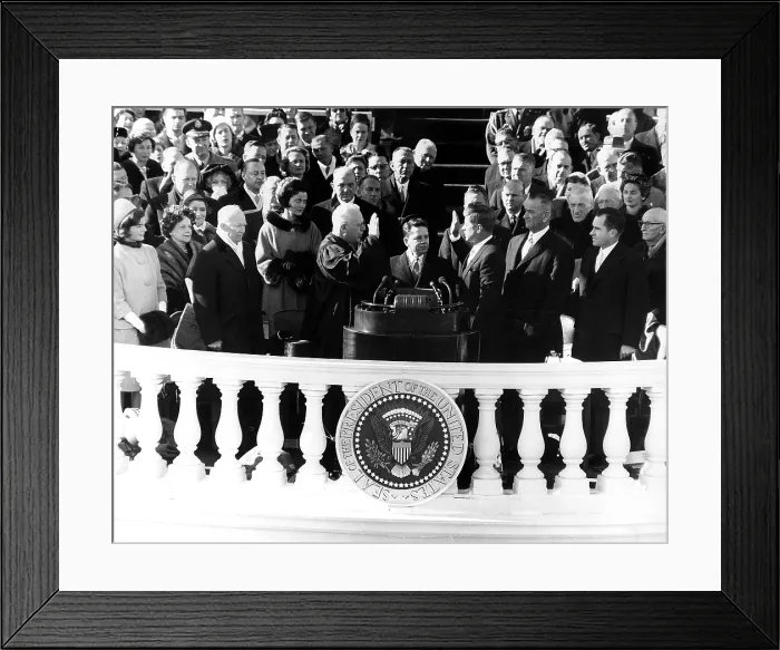 Framed Print : JOHN F.KENNEDY, being sworn in as President, at his Inauguration, January 20, 1961. CSU Archives / Everett Collection