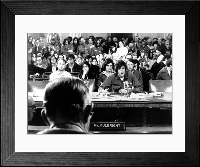 Framed Print : John Kerry giving testimony against the war to Senator J. William Fulbright (back to camera), 4 / 22 / 1971. Courtesy: CSU Archives  /  Everett Collection