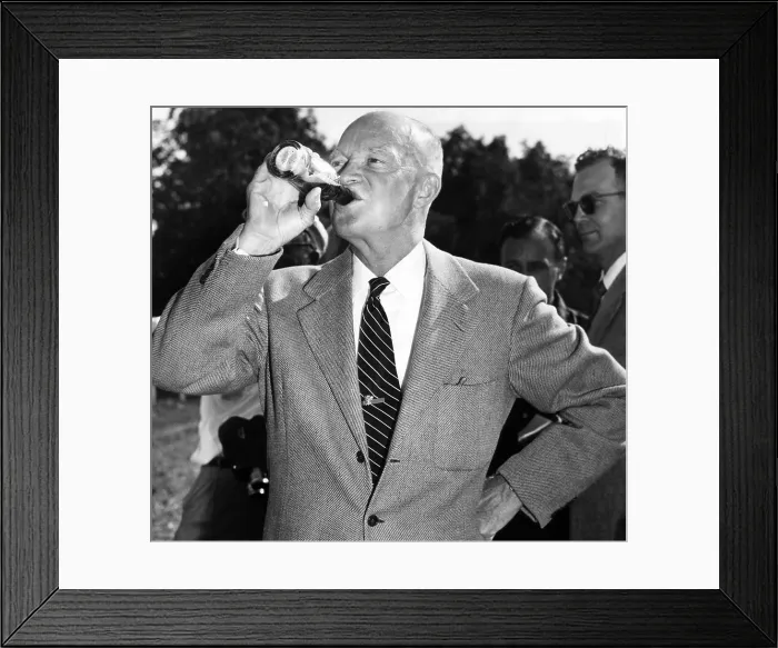 Framed Print : President Dwight D. Eisenhower downing a soft drink, September 13, 1953. Courtesy CSU Archives / Everett Collection