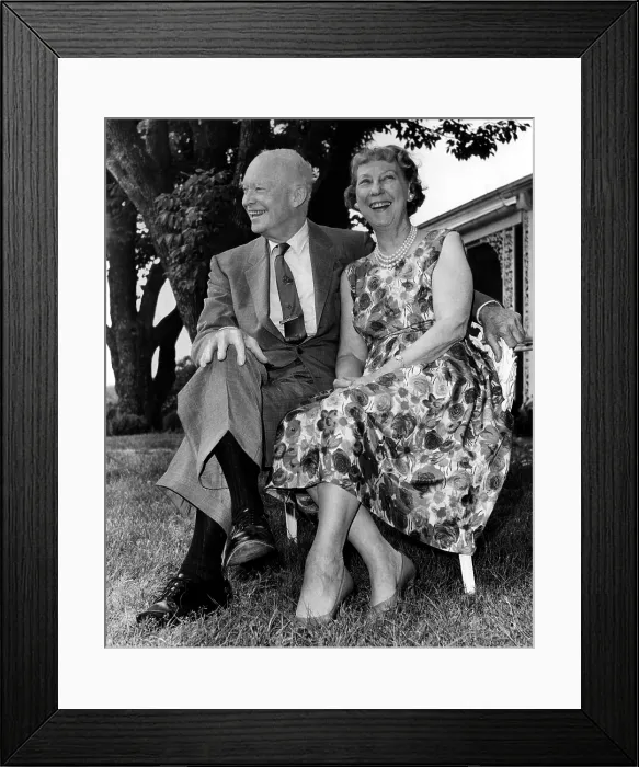 Framed Print : Dwight Eisenhower and Mamie Eisenhower outisde their home, June 30, 1966. Courtesy: CSU Archives / Everett Collection