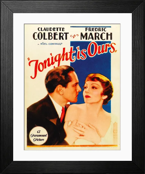 Framed Print : TONIGHT IS OURS, from left: Fredric March, Claudette Colbert on midget window card, 1933