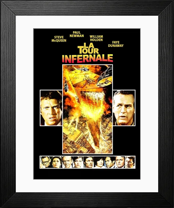 Framed Print : THE TOWERING INFERNO, (aka LA TOUR INFERNALE), top l-r: Steve McQueen, Paul Newman, bottom l-r: William Holden, Faye Dunaway, Fred Astaire, Susan Blakely, Richard Chamberlain Framed Print : THE TOWERING INFERNO, (aka LA TOUR INFERNALE), top l-r: Steve McQueen, Paul Newman, bottom l-r: William Holden, Faye Dunaway, Fred Astaire, Susan Blakely, Richard Chamberlain