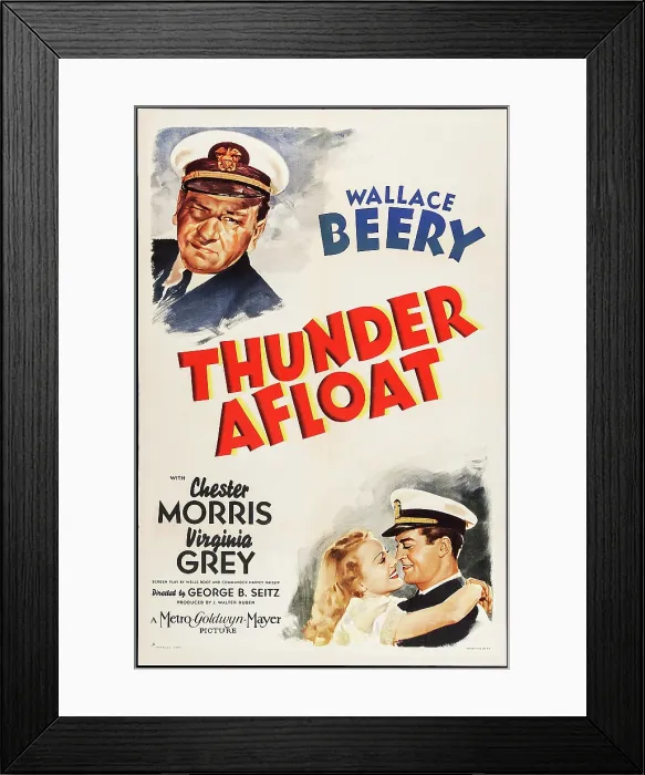 Framed Print : THUNDER AFLOAT, US poster art, top: Wallace Beery; bottom from left: Virginia Grey, Chester Morris, 1939