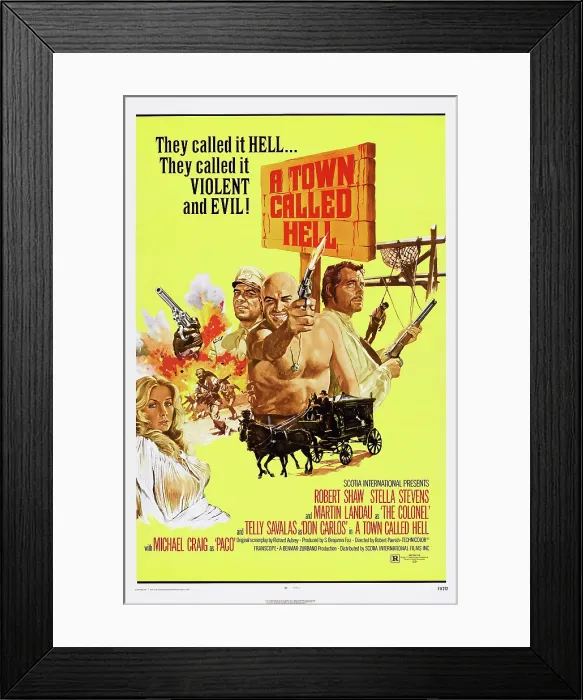 Framed Print : A TOWN CALLED HELL, (aka A TOWN CALLED BASTARD), US poster art, from left: Stella Stevens, Martin Landau, Telly Savalas, Robert Shaw, 1971 Framed Print : A TOWN CALLED HELL, (aka A TOWN CALLED BASTARD), US poster art, from left: Stella Stevens, Martin Landau, Telly Savalas, Robert Shaw, 1971