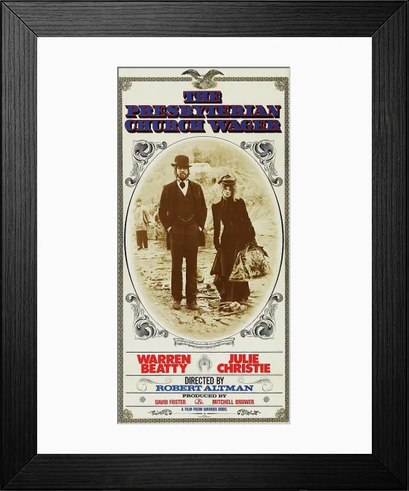 Framed Print : MCCABE AND MRS. MILLER, l-r: Warren Beatty, Julie Christie on poster art, 1971