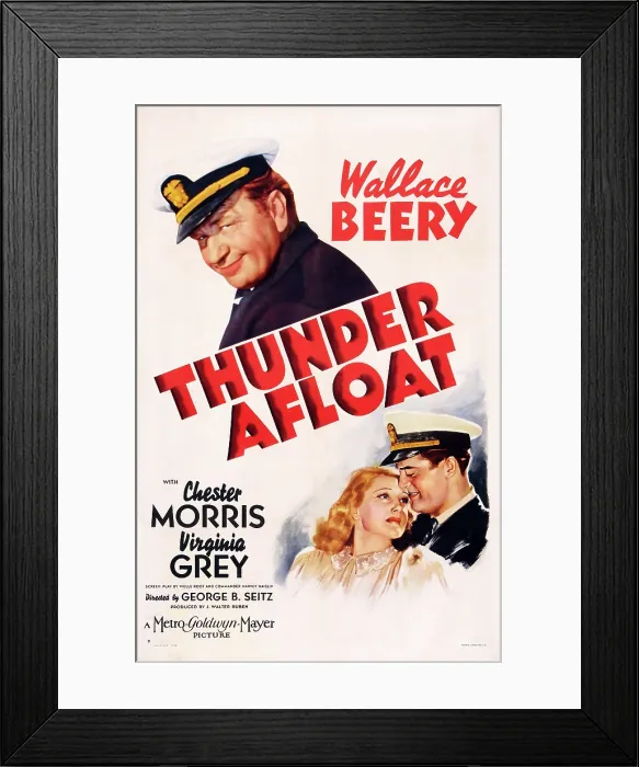 Framed Print : THUNDER AFLOAT, US poster, Wallace Beery (top), bottom from left: Virginia Grey, Chester Morris, 1939