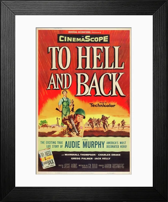 Framed Print : TO HELL AND BACK, Audie Murphy on US poster art, 1955