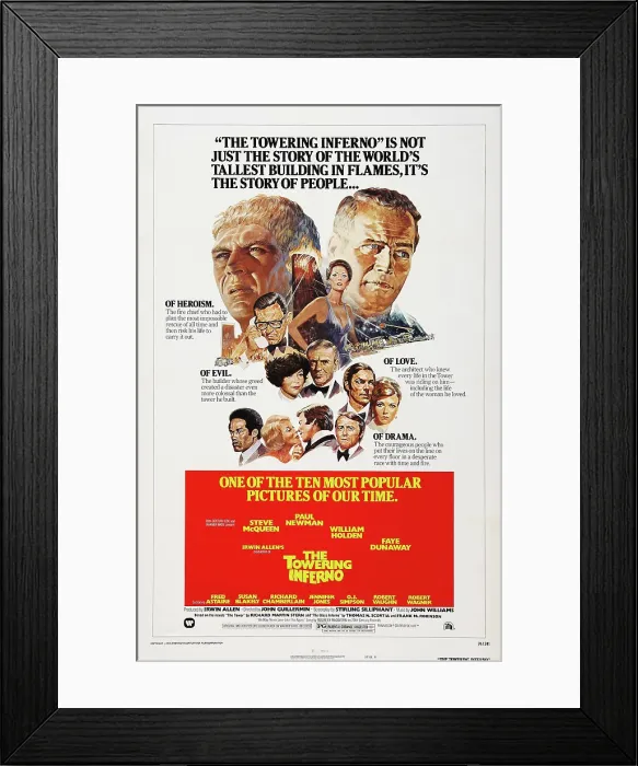 Framed Print : THE TOWERING INFERNO, US poster art from bottom left: O.J Framed Print : THE TOWERING INFERNO, US poster art from bottom left: O.J
