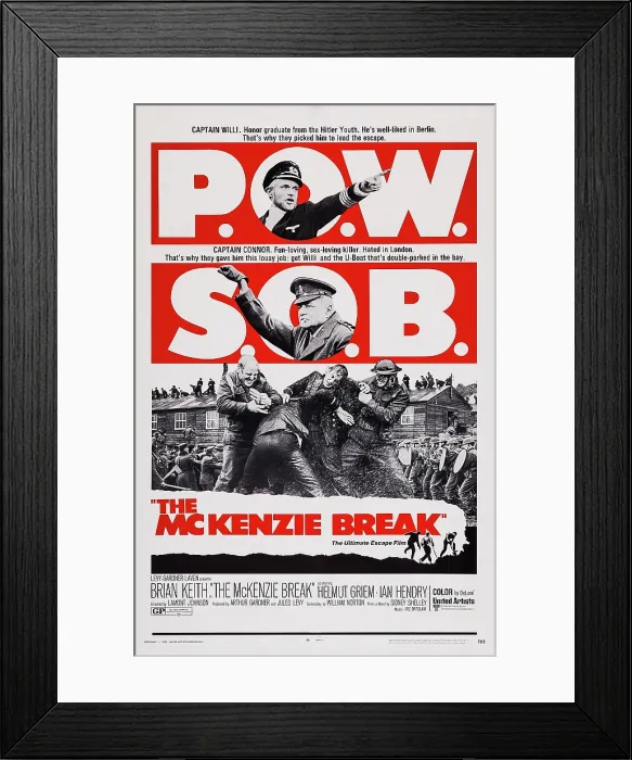 Framed Print : THE MCKENZIE BREAK, US poster, Helmut Griem (top), Brian Keith (center), 1970