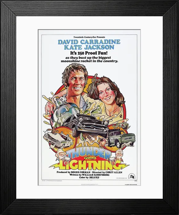 Framed Print : THUNDER AND LIGHTNING, US poster, from left: David Carradine, Kate Jackson, 1977, TM & Copyright 20th Century Fox Film Corp. / courtesy Everett Collection Framed Print : THUNDER AND LIGHTNING, US poster, from left: David Carradine, Kate Jackson, 1977, TM & Copyright 20th Century Fox Film Corp. / courtesy Everett Collection