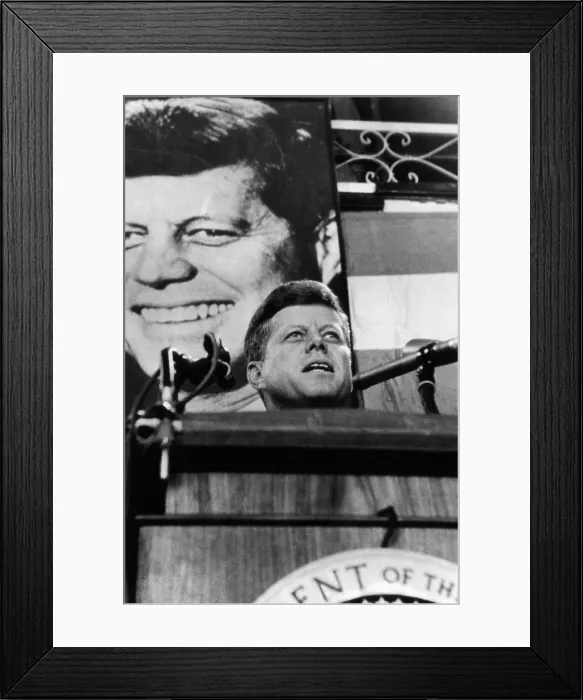 Framed Print : John F. Kennedy, addresses a democratic rally in Convention Hall; Philadelphia, PA, October 31, 1963. Courtesy: CSU Archives / Everett Collection