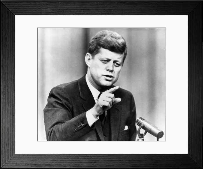 Framed Print : John F. Kennedy, urges Congress not to permit segregation and federal assistance to parochial schools kill his principal school aid program, March 8, 1961