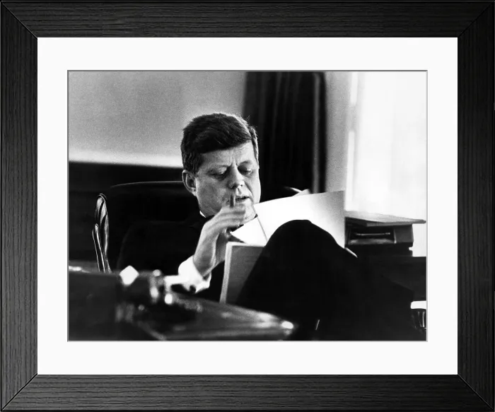 Framed Print : John F. Kennedy, in his office in the White House, Washington D.C. circa. 1963. Courtesy: CSU Archives / Everett Collection