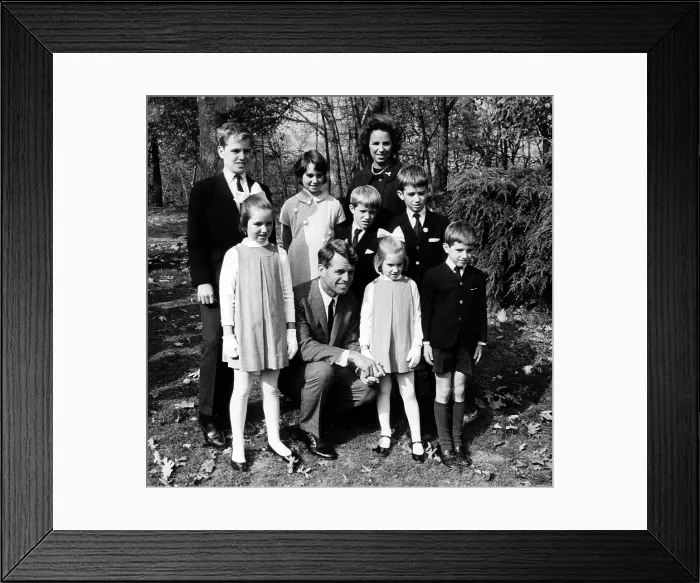 Framed Print : Robert F. Kennedy and family, (top, l-r) Joseph, Kathleen, wife Ethel, (mid, l-r) David, Bobby, (bot, l-r) Mary, Robert F