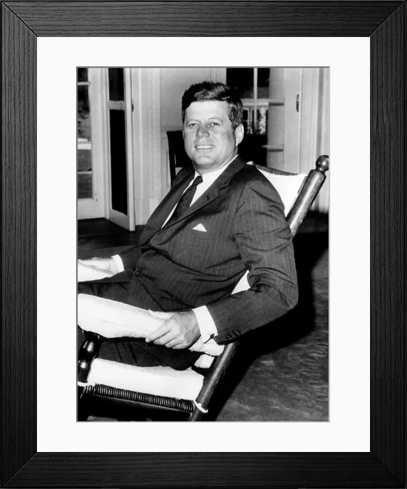 Framed Print : John F. Kennedy, relaxes in his rocking chair on the eve of his 45th birthday anniversary, May 28, 1962. Courtesy: CSU Archives / Everett Collection