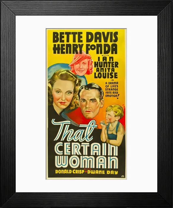 Framed Print : THAT CERTAIN WOMAN, from left: Bette Davis, Anita Louise, Henry Fonda, Dwayne Day, 1937