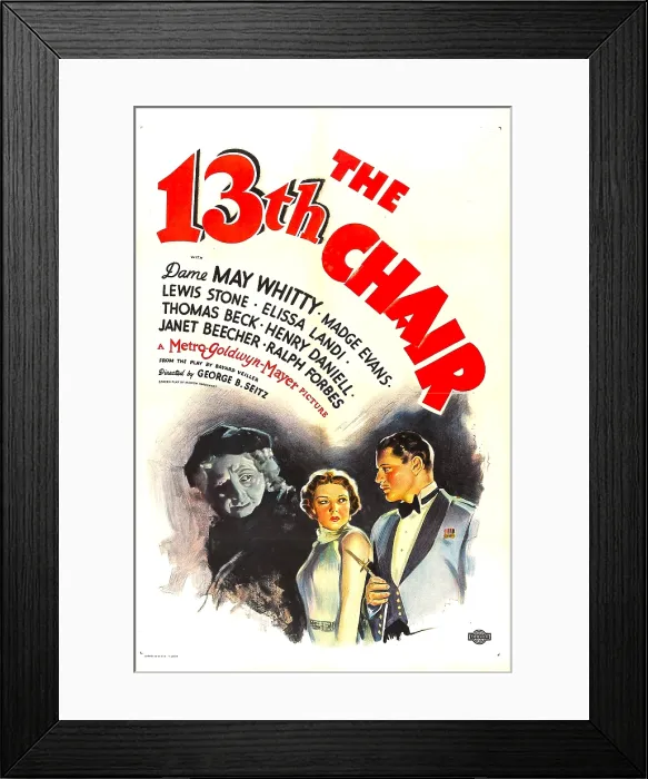 Framed Print : THE THIRTEENTH CHAIR, (aka THE 13th CHAIR), from left, Dame May Whitty, Madge Evans, Thomas Beck, 1937 Framed Print : THE THIRTEENTH CHAIR, (aka THE 13th CHAIR), from left, Dame May Whitty, Madge Evans, Thomas Beck, 1937