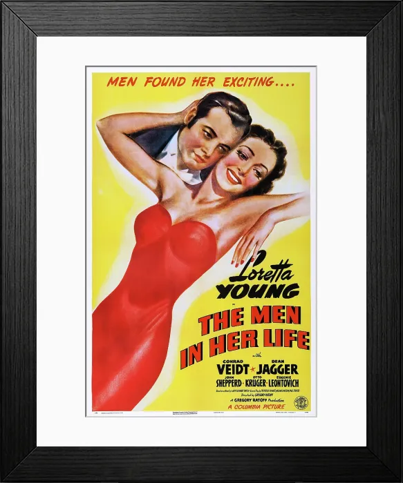 Framed Print : THE MEN IN HER LIFE, poster art, l-r: Dean Jagger, Loretta Young, 1941 Framed Print : THE MEN IN HER LIFE, poster art, l-r: Dean Jagger, Loretta Young, 1941