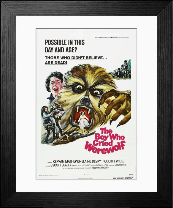 Framed Print : THE BOY WHO CRIED WEREWOLF, US poster, 1973