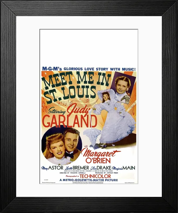 Framed Print : MEET ME IN ST. LOUIS, US poster art, bottom left: Judy Garland, Tom Drake; top: Judy Garland, Margaret O'Brien, 1944 Framed Print : MEET ME IN ST. LOUIS, US poster art, bottom left: Judy Garland, Tom Drake; top: Judy Garland, Margaret O'Brien, 1944