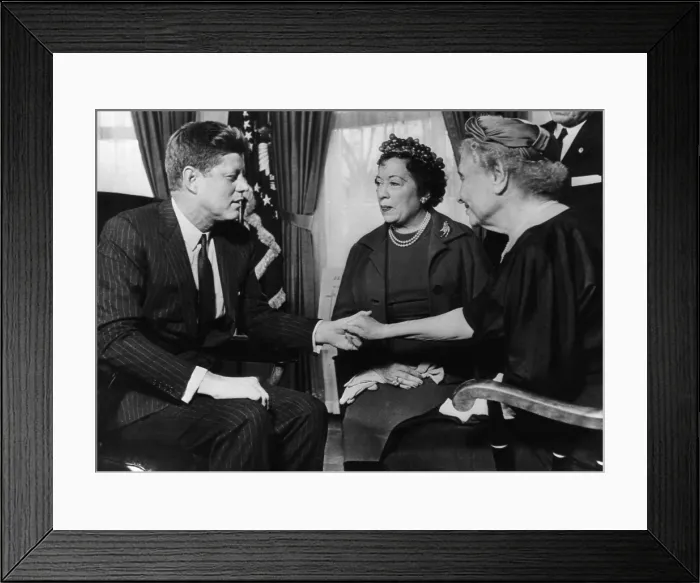 Framed Print : John F. Kennedy, Evelyn Seide, Helen Keller, at the White House, Washington D.C. April 8, 1961.. Courtesy: CSU Archives  /  Everett Collection