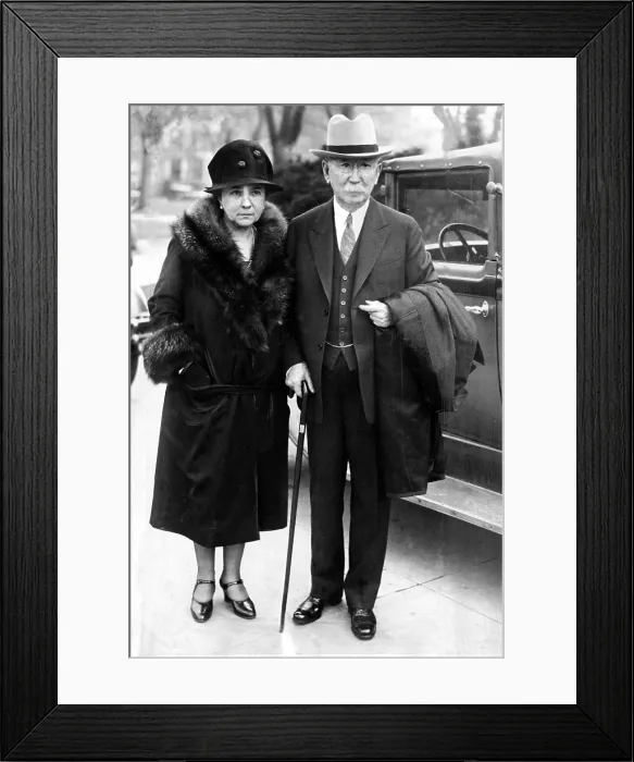 Framed Print : Mr. and Mrs. Edward L. Doheny, oil magnate and businessman, leaving a Washington courtroom, after facing bribery charges, March 18, 1930. Courtesy: CSU Archives / Everett Collection