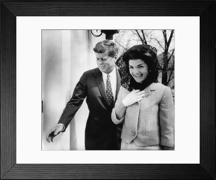 Framed Print : John F. Kennedy, Jacqueline Kennedy, arriving at Middleburg Community Center for Mass, Middleburg, Virginia, April 1, 1962. Courtesy: CSU Archives / Everett Collection
