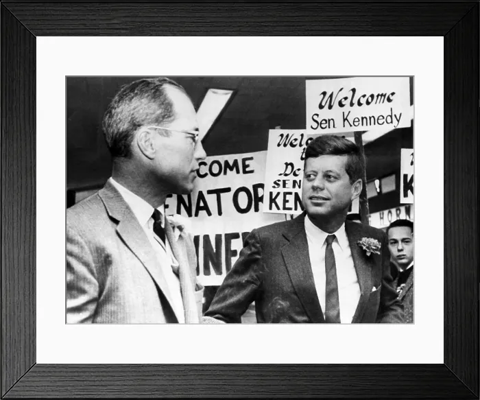 Framed Print : Ex-football star Byron White, Senator John F. Kennedy, Denver, Colorado, November 28, 1959.. Courtesy: CSU Archives  /  Everett Collection
