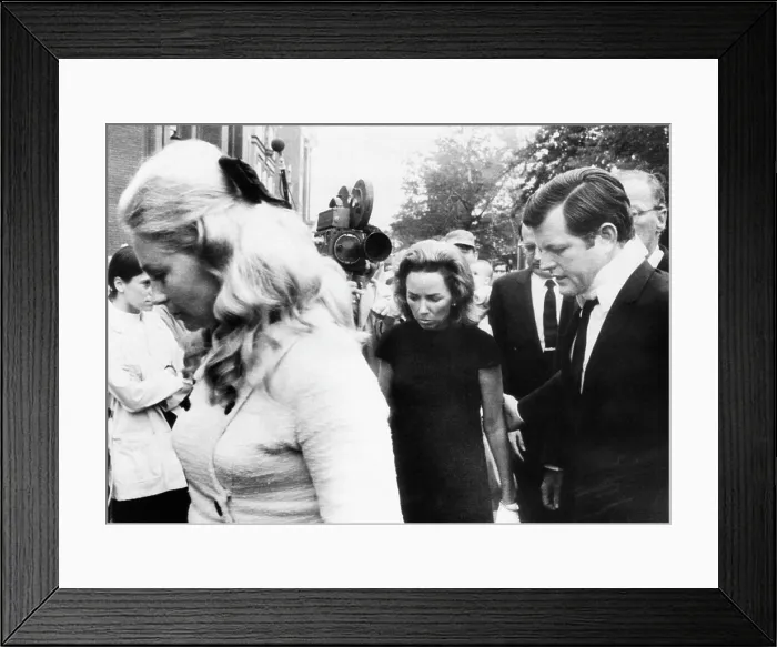 Framed Print : From left, Joan Kennedy, Ethel Kennedy, Edward Kennedy, at funeral of Mary Jo Kopechne, St